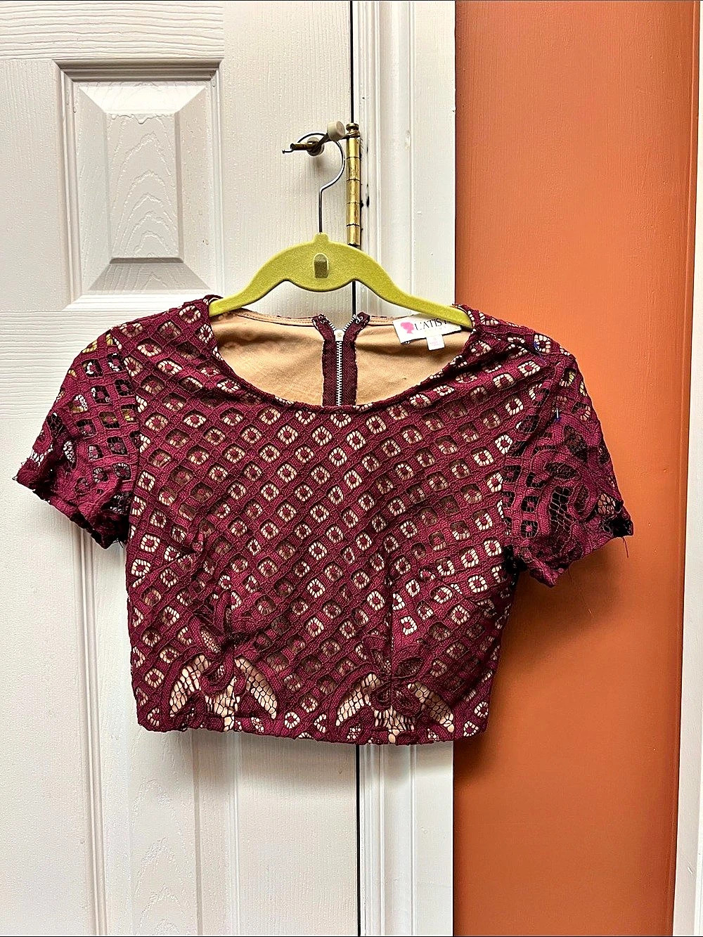 L'ATISTE Geometric Crop Top in Purple & Pink Size Small